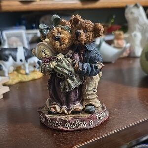 Bear Family Figurine "The Baby Makes a Family" - Brown, Tan, Cream